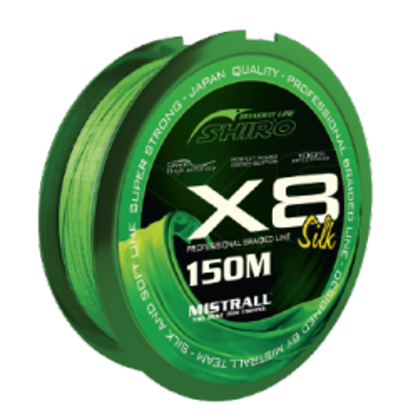 X8 Pītā aukla MISTRALL SHIRO Silk braided line zaļa 150m